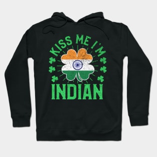 Kiss Me I'M Indian India Flag Shamrock St Patrick'S Day Hoodie